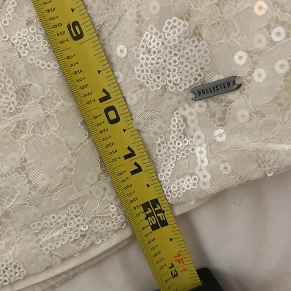 Vintage Hollister cream sparkly sequined lace skirt, size small - Picture 6 of 6